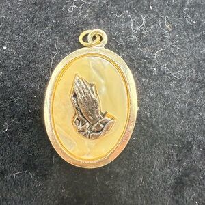 Vintage Christian Catholic Pendant West Germany Praying Hands
